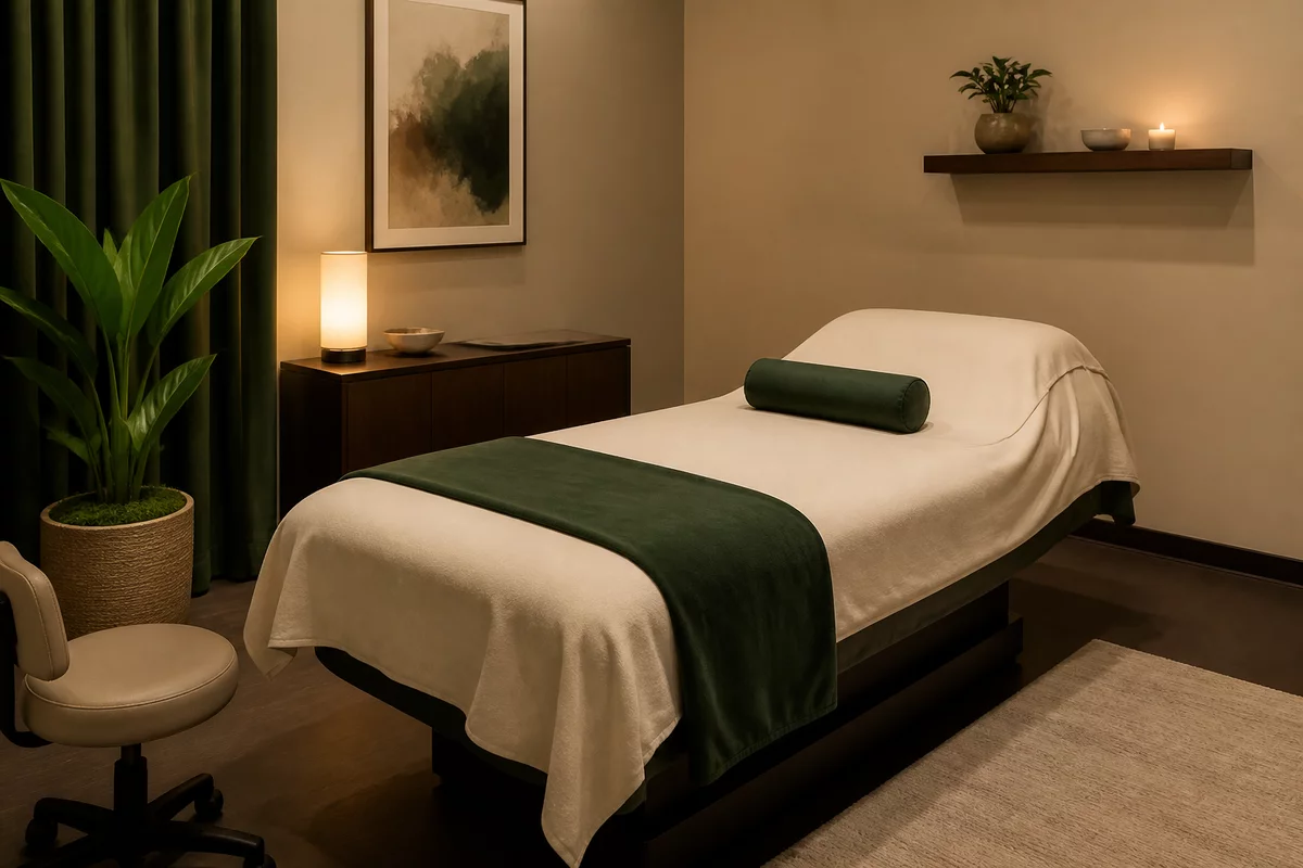 Professional massage room prepared for a first appointment in Singapore