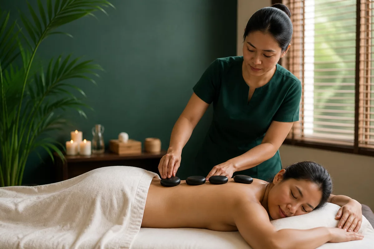 Hot stone massage professional wellness service in Singapore